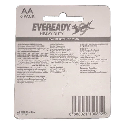 Eveready Heavy Duty Type AA Batteries (Pack of 6)