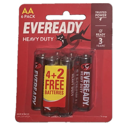 Eveready Heavy Duty Type AA Batteries (Pack of 6)