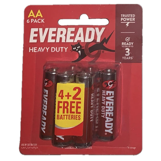 Eveready Heavy Duty Type AA Batteries (Pack of 6)