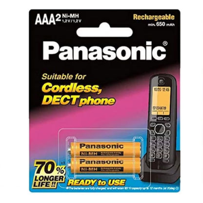 Panasonic Rechargeable AAA2 Batteries for Cordless Phones [Ni-MH/650mAh]