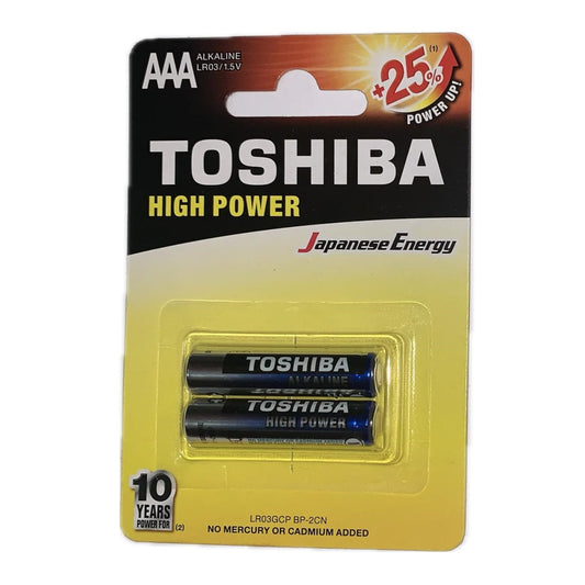 Toshiba 1.5V Alkaline Two AAA High Power Batteries LR03GCP BP-2CN