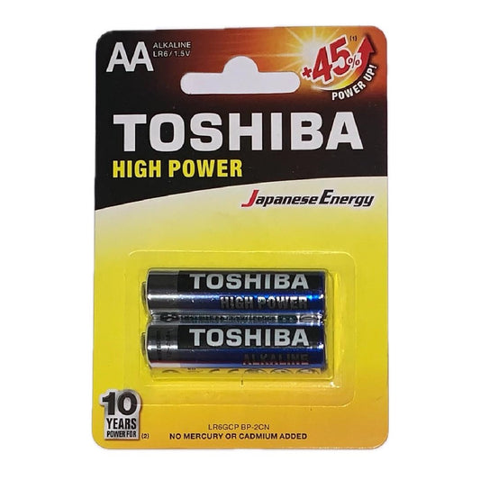 Toshiba 1.5V Alkaline Two AA High Power Batteries LR6GCP BP-2CN